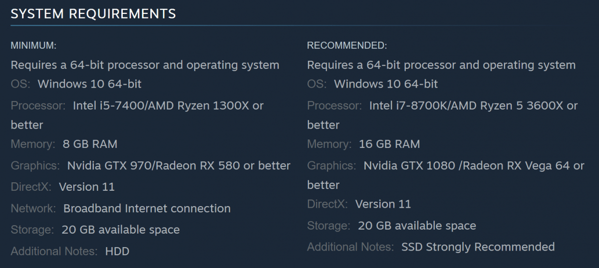 Minimum system requirements. Среднее системные требования к игре снов рунер.