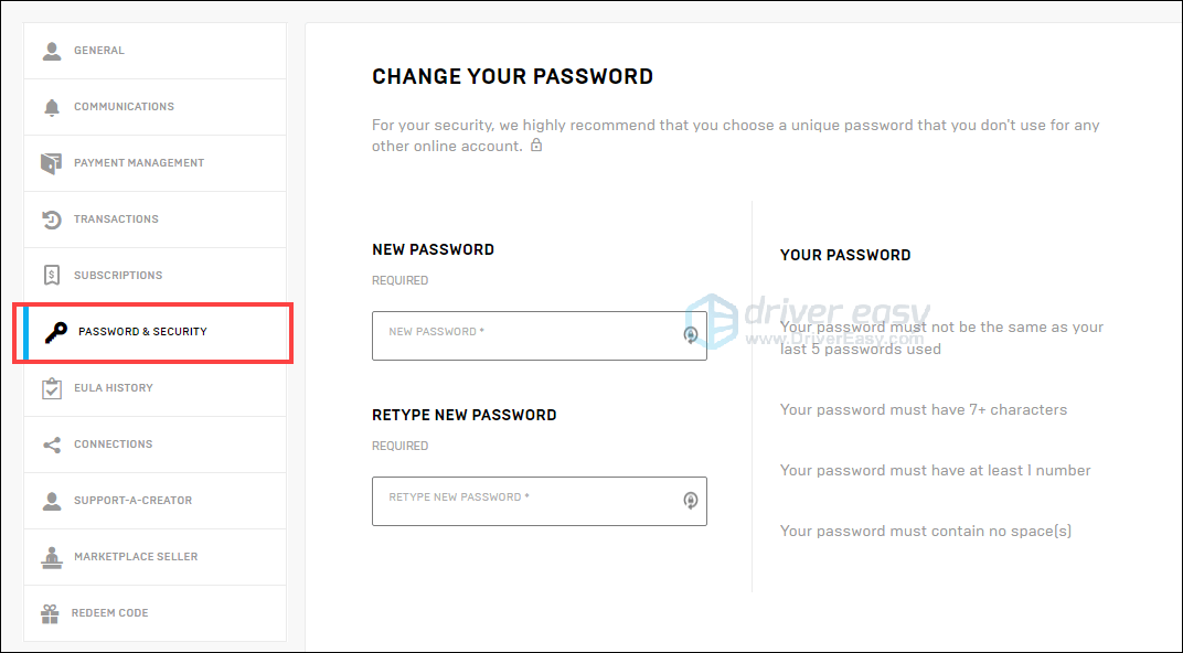 How to Change Your Epic Games Password or Reset It