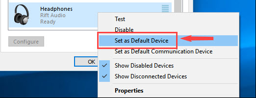 set another device as default