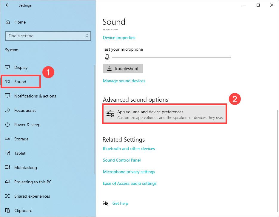 open advanced sound settings