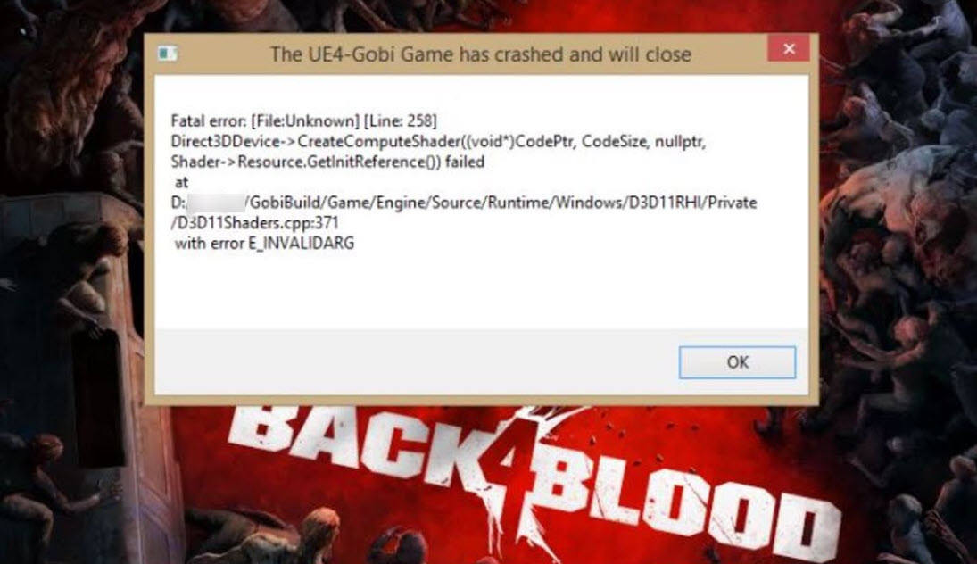 Sovled Back 4 Blood Ue4 Gobi Fatal Error Driver Easy