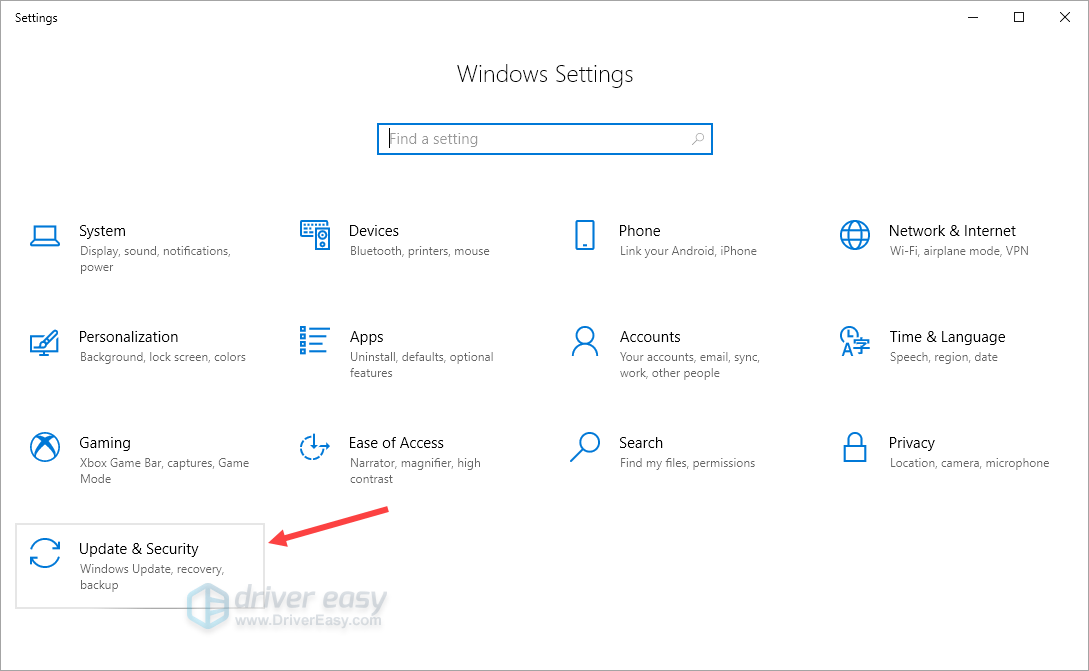Windows 10 settings update and security