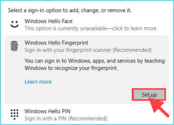 windows hello hardware fingerprint reader