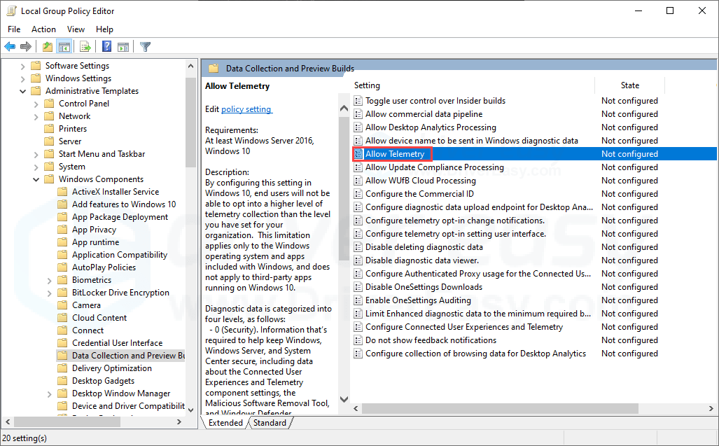 Change The Telemetry Level how to in windows