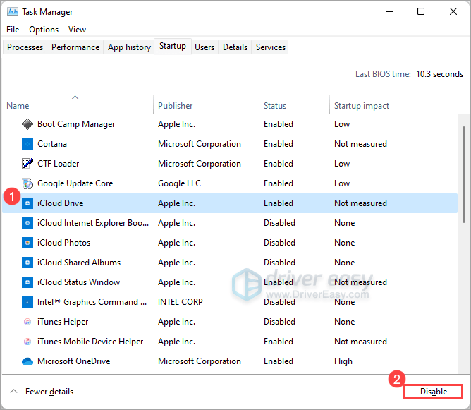 Disable startup in Task Manager