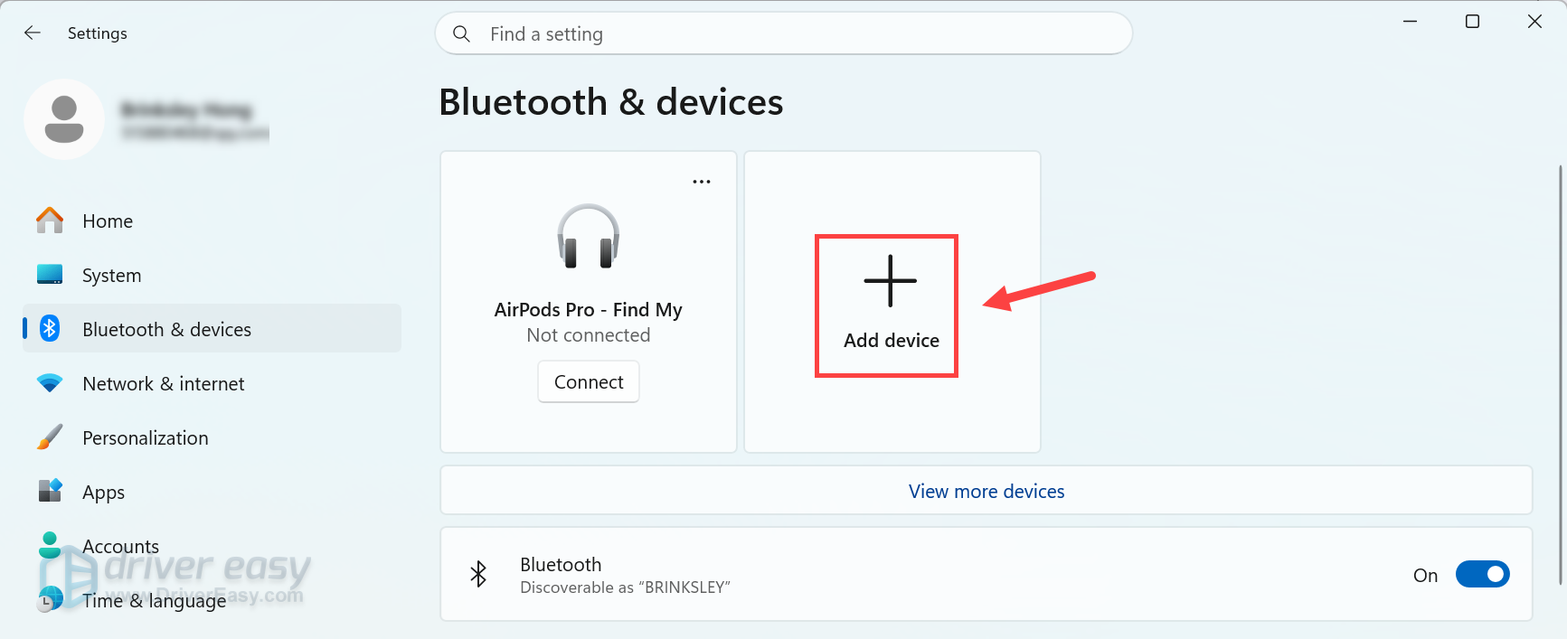 add bluetooth device in windows