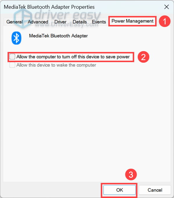 prevent windows from turning off bluetooth adapter