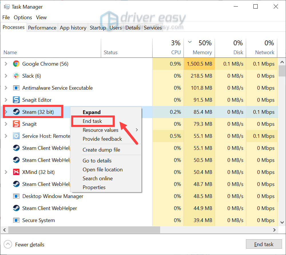 SOLVED Steam Keeps Freezing Not Responding 2024 Driver Easy   Steam End Task 