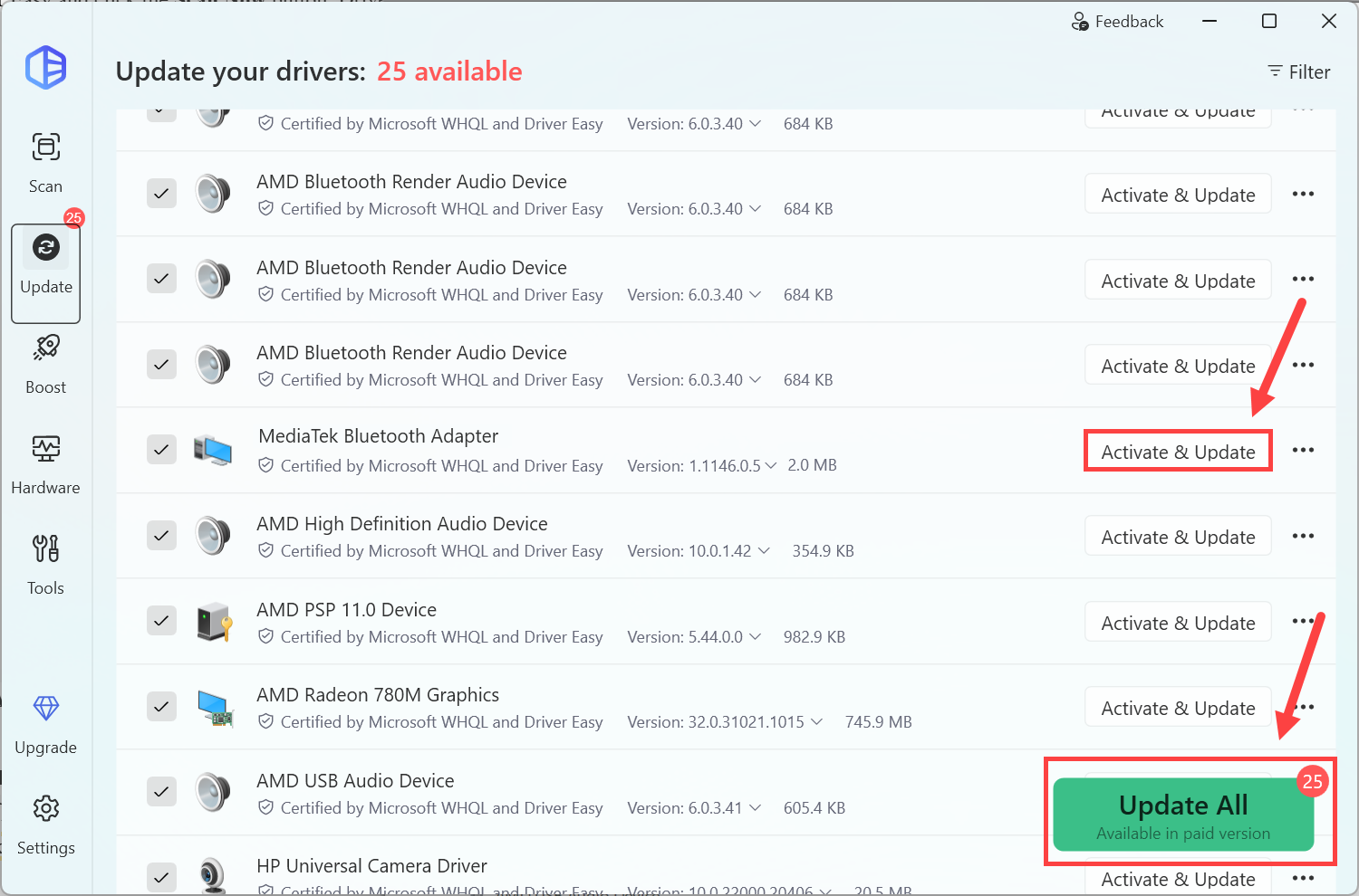 update bluetooth driver automatically with driver easy