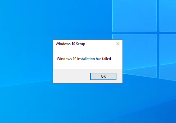 windows 10 install failed