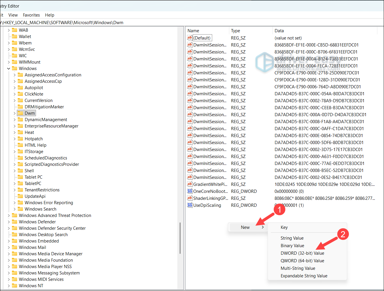 create new dword value in registry editor