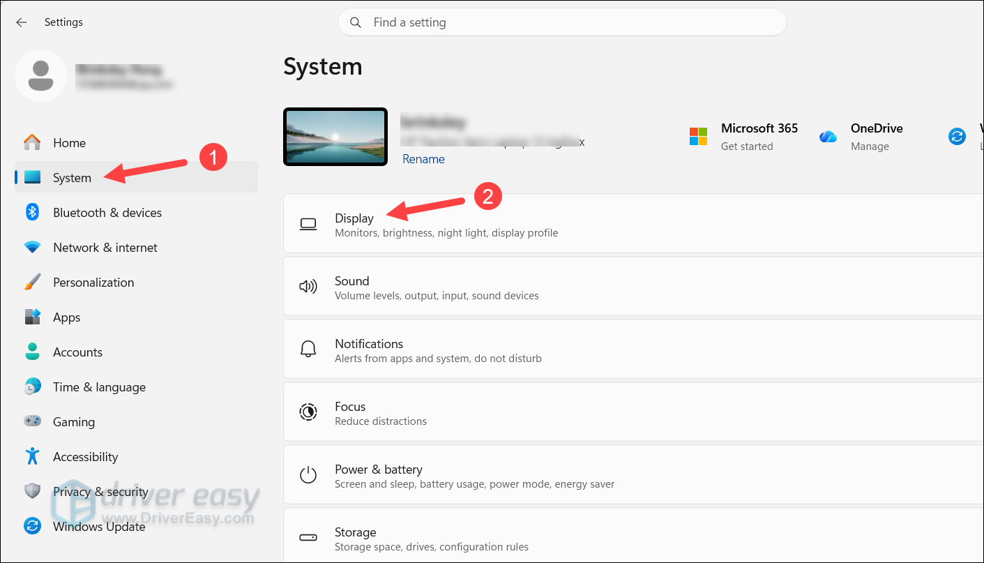 open windows settings display settings
