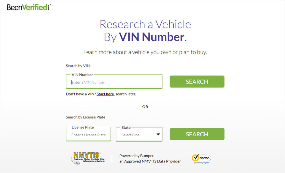 beenverified vin search