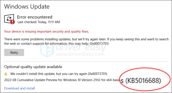 Fix 0x800f0831 Easily With Windows Update - Driver Easy