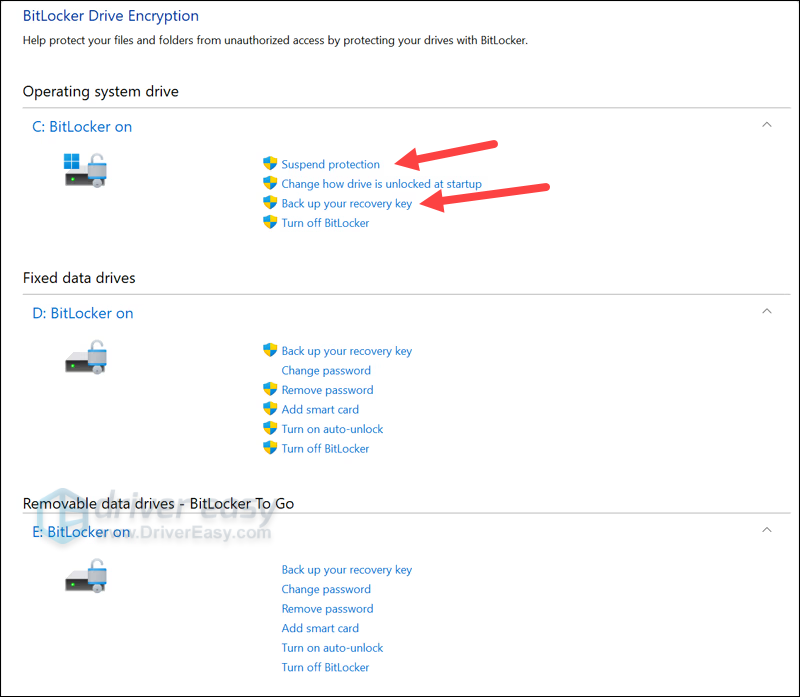 back up bitlocker recovery key windows