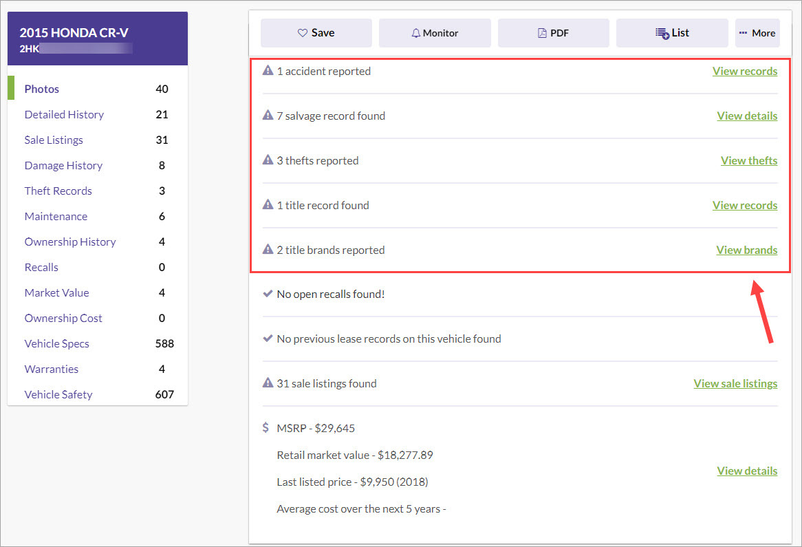 beenverified vehicle history report