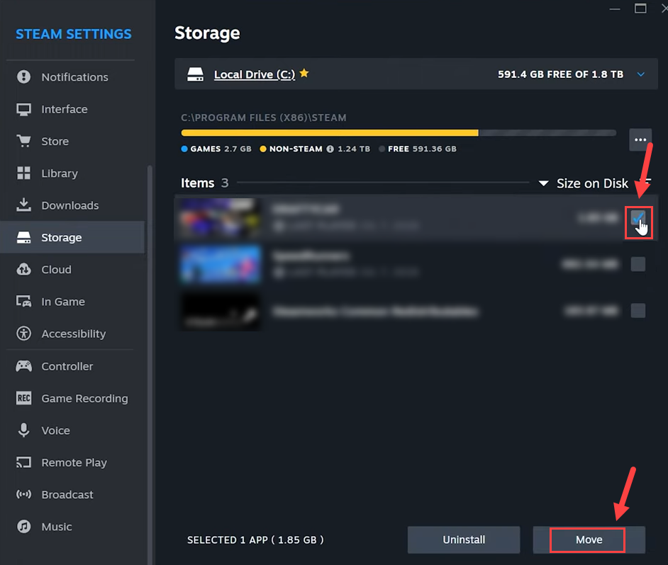move game files to another drive on steam