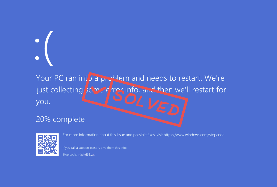 rtkvhd64.sys Blue Screen of Death Error [Fixed] - Driver Easy