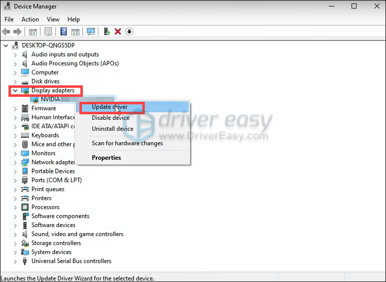 update graphics driver in device manager