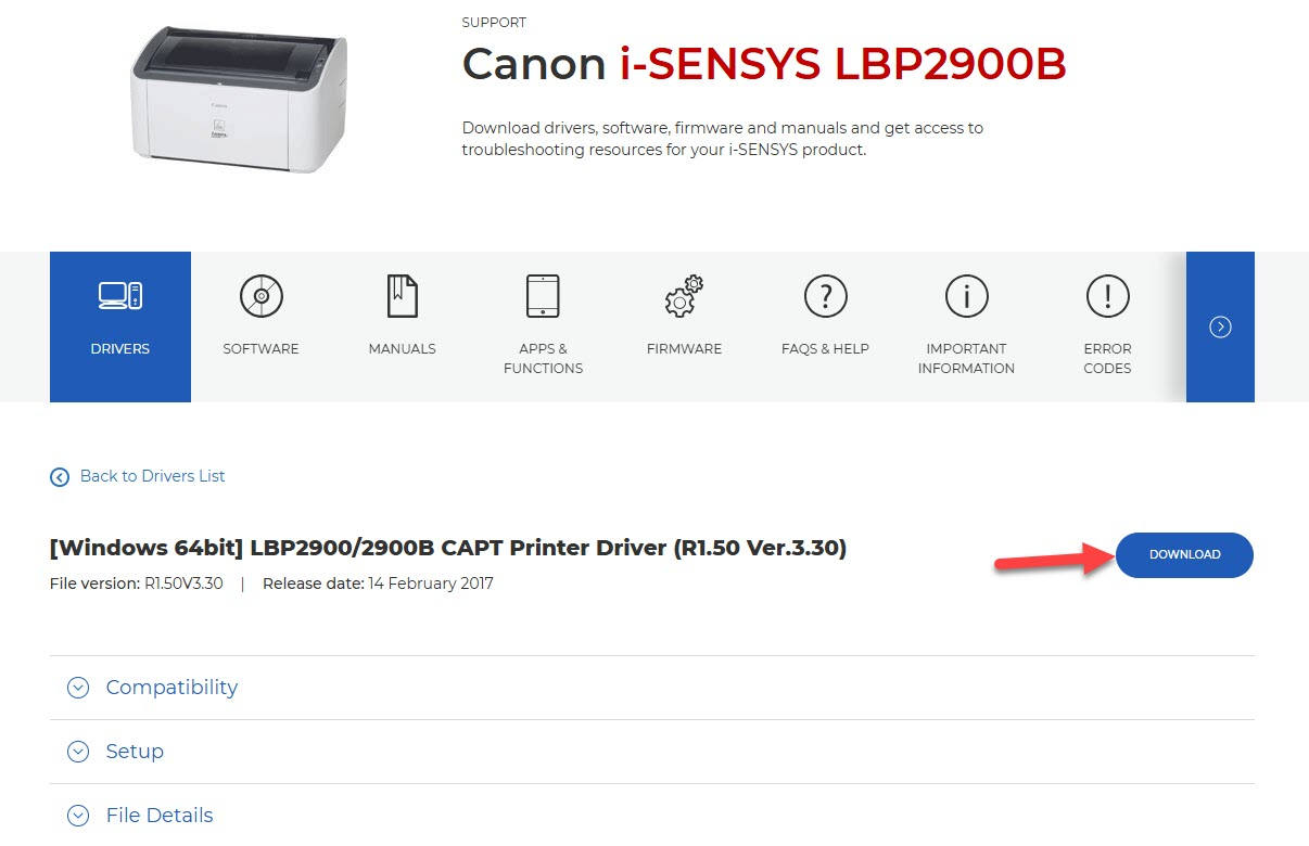 canon lbp2900b printer driver install