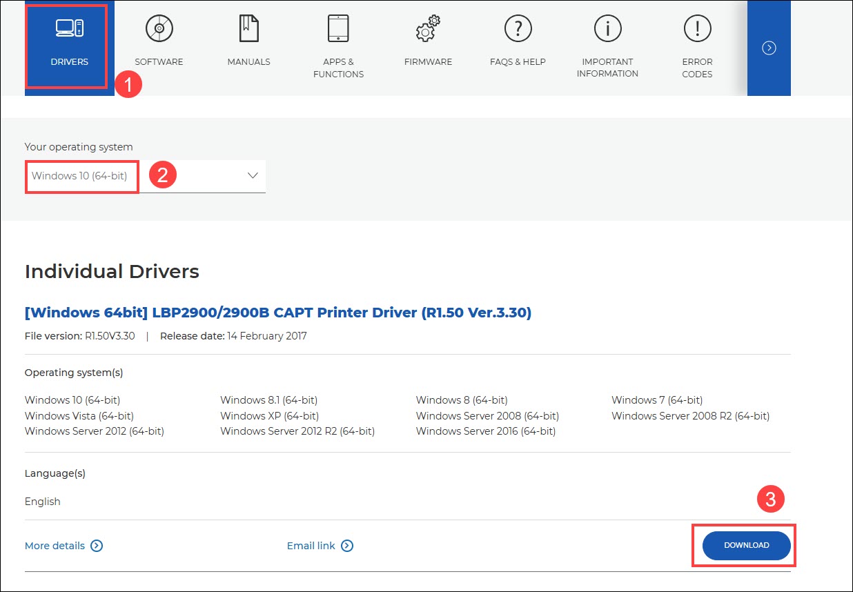 download canon lbp2900b printer driver from canon website