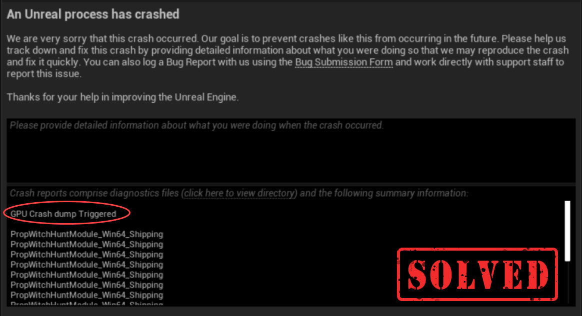 gpu crash dump triggered fix