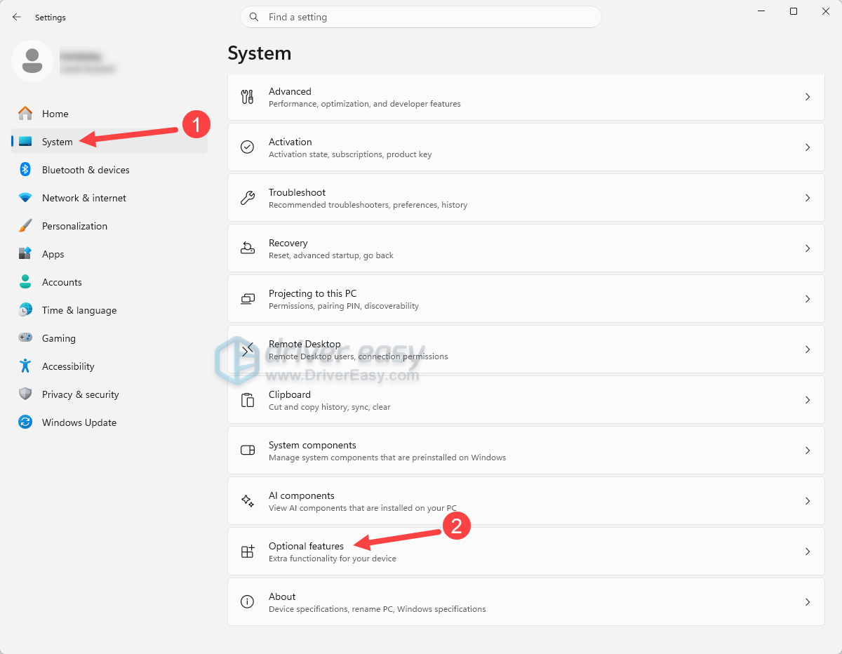 check optional feature in window settings