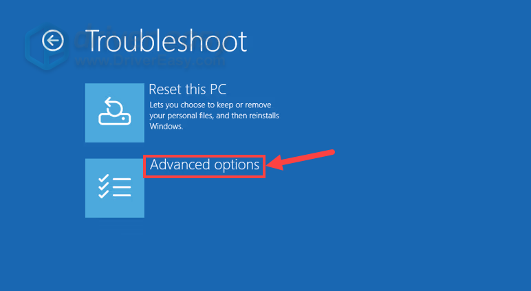 enter windows recovery environment advanced options
