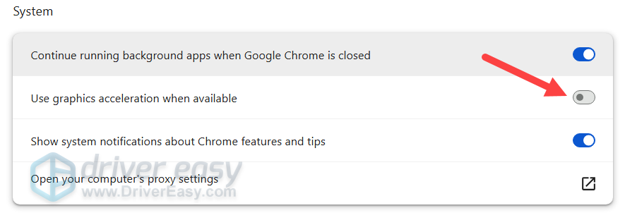 turn off graphics acceleration chrome
