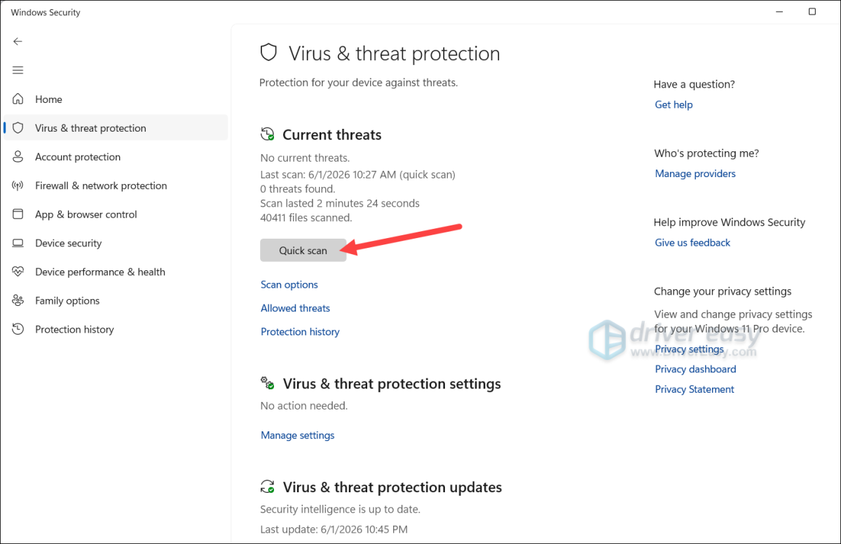 windows security system scan