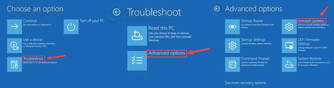 uninstall windows update in windows recovery environment