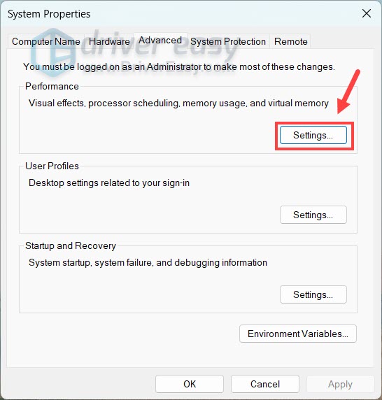 check advanced system settings on windows