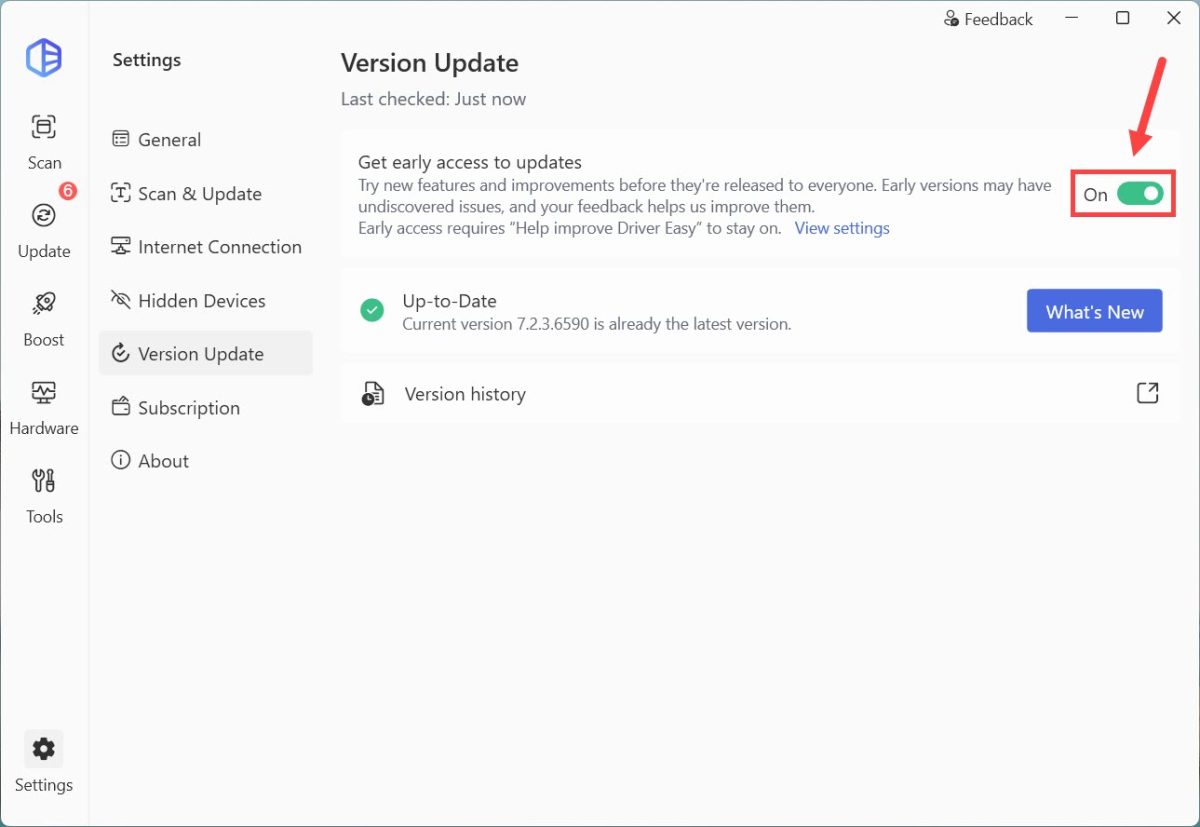 Driver Easy early access to updates