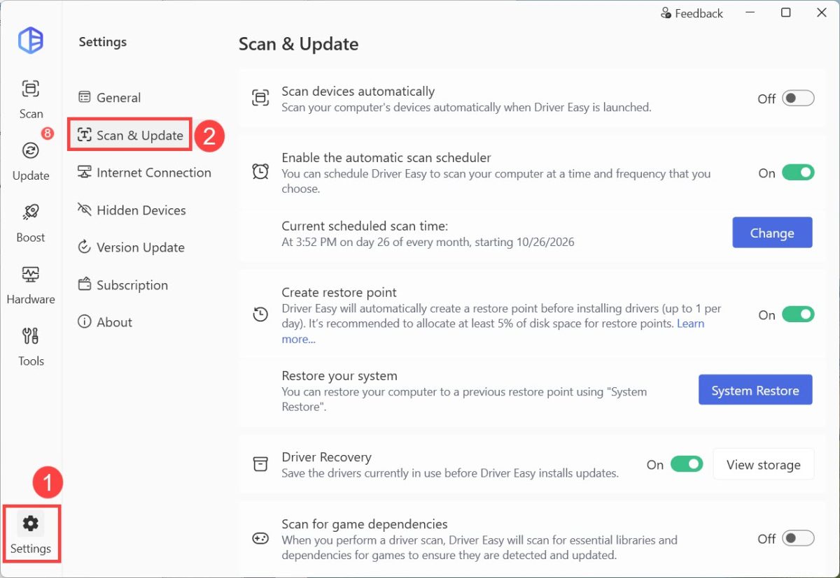 driver easy scan for game dependencies