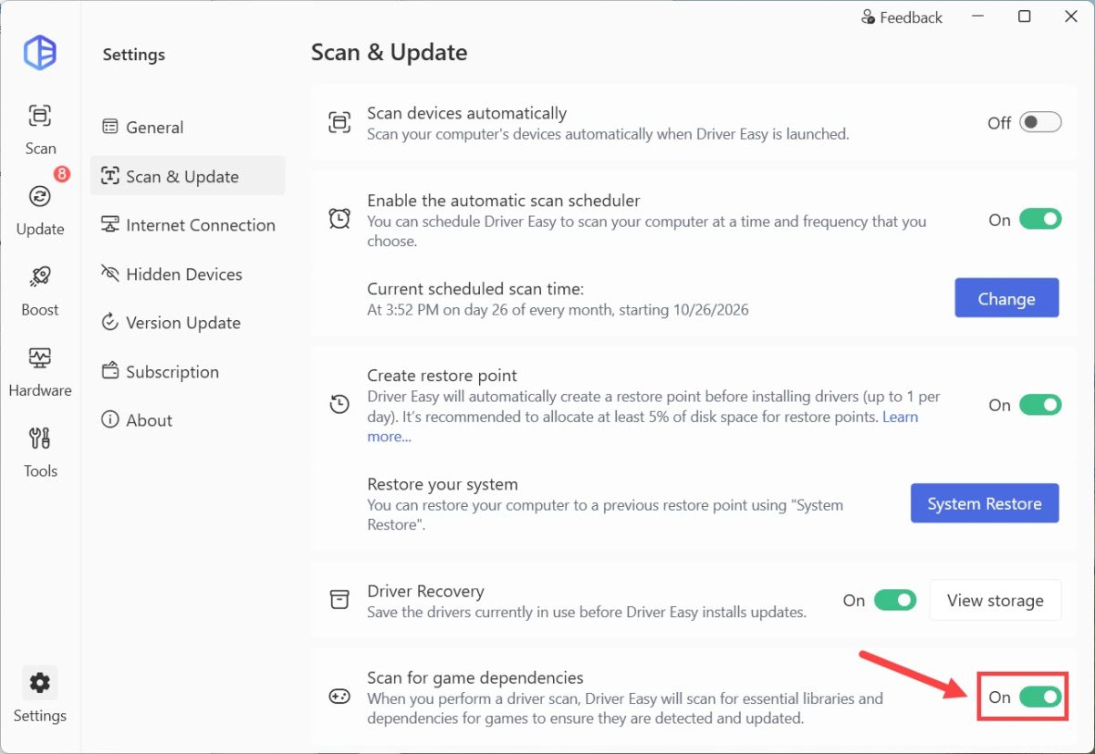 driver easy scan for game dependencies