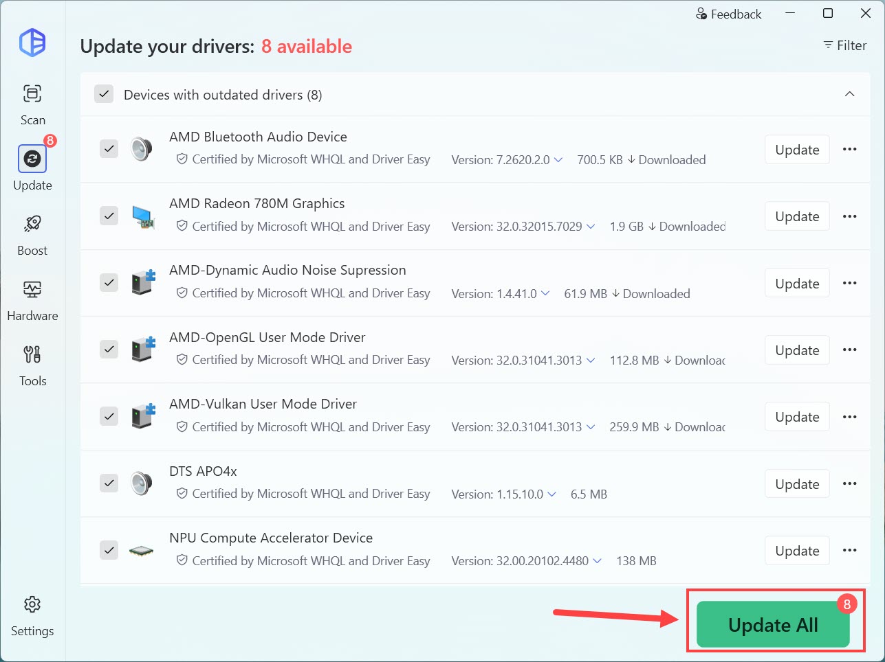 driver easy update all missing or outdated drivers