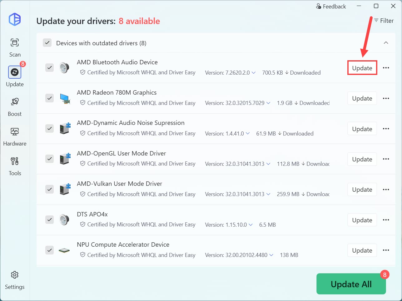 driver easy update single device driver