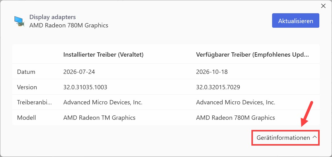 driver easy Details des Treibers anzeigen