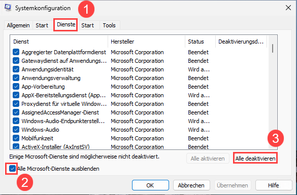 Einen sauberen Neustart (Clean Boot) durchführen