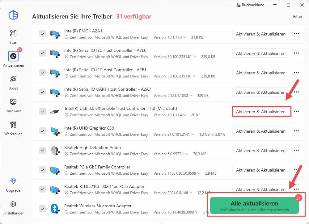Intel USB-Treiber automatisch aktualisieren driver easy