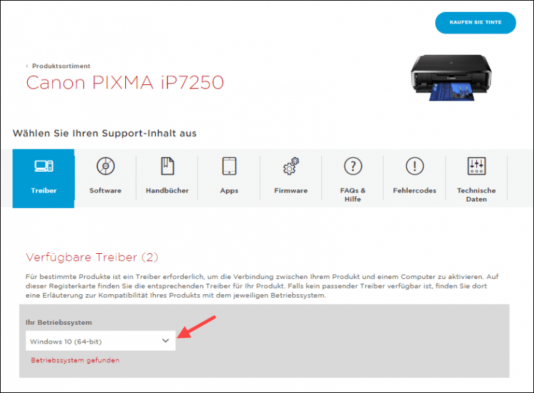 Canon Druckertreiber iP7250 Download für Windows Driver Easy German