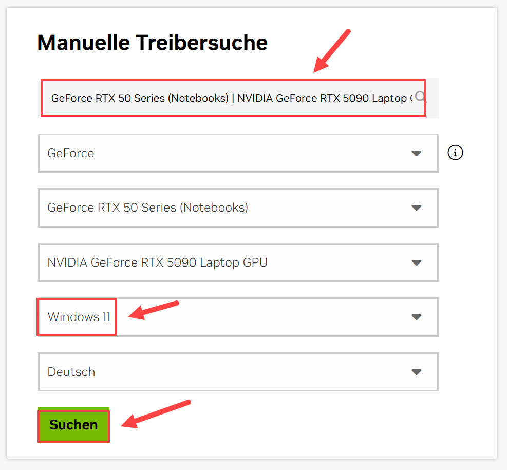 Älteren NVIDIA-Treiber manuell installieren