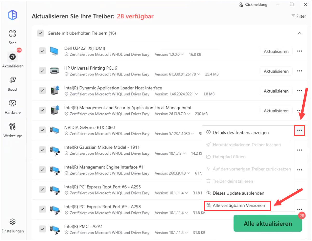 NVIDIA Treiber zurücksetzen unter Windows Driver Easy