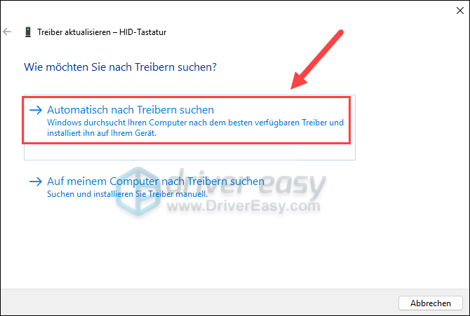 Automatisch nach Treibern suchen