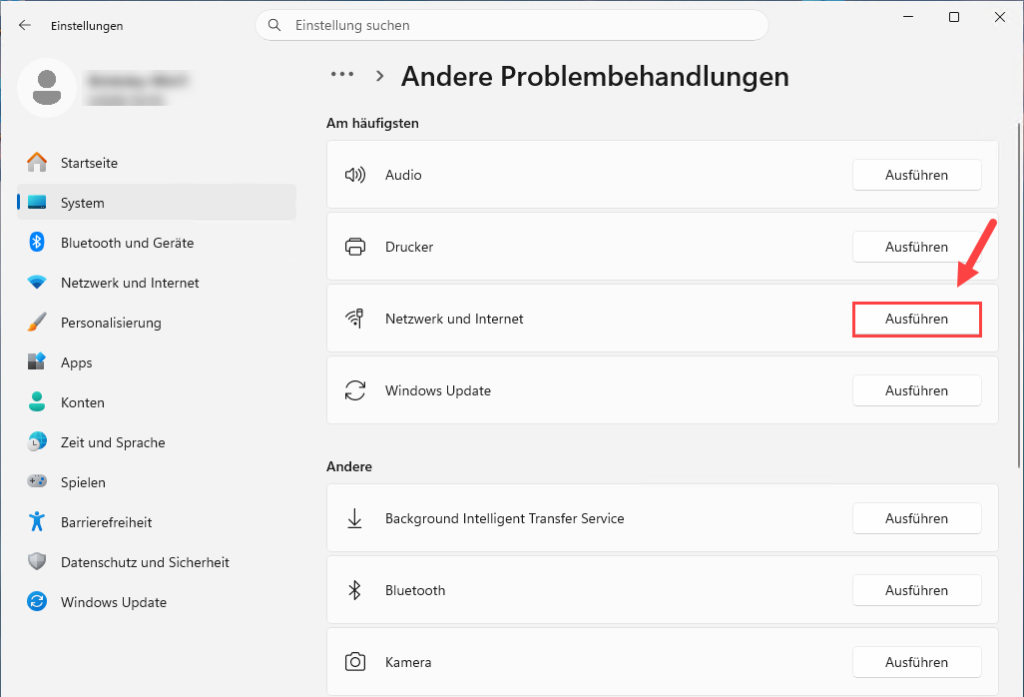 Führen Sie die Problembehandlung für Netzwerkadapter aus