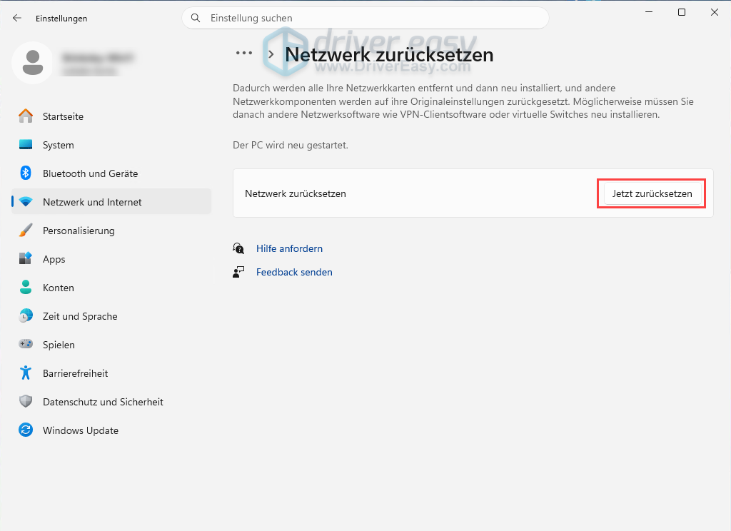 Führen Sie einen vollständigen Netzwerk-Reset durch