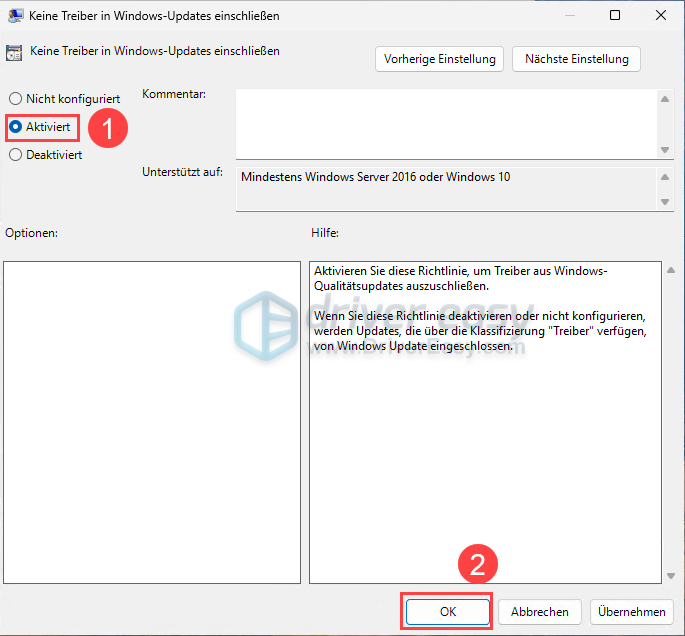 Automatische Treiberupdates von Windows deaktivieren