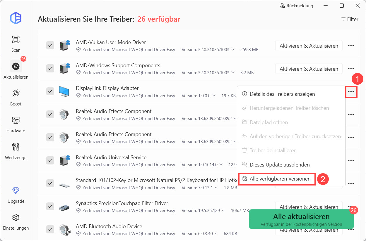 displaylink treiber zurücksetzen unter Windows Driver Easy