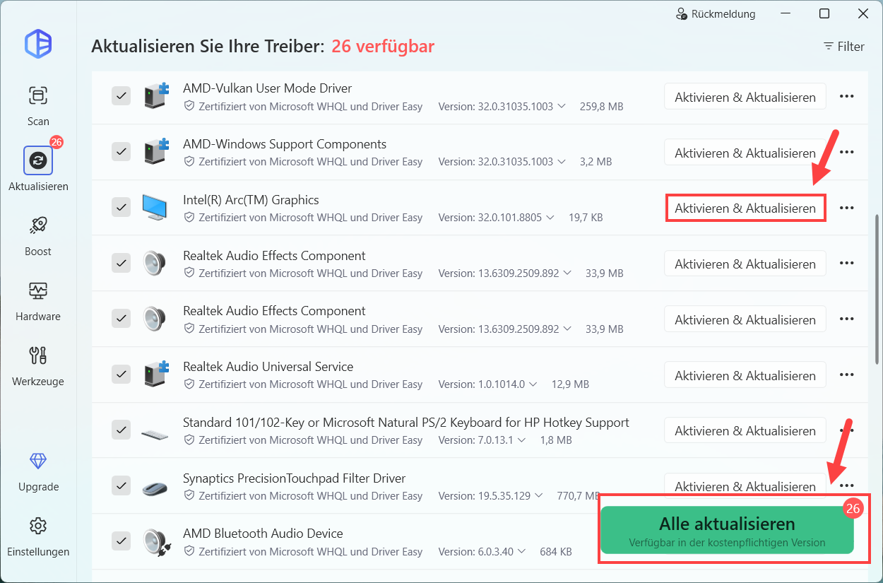 Intel Arc Treiber automatisch aktualisieren driver easy