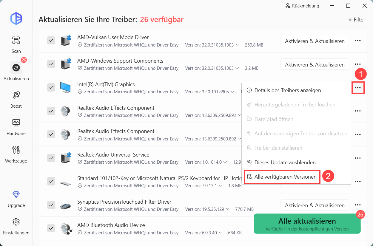 intel arc treiber zurücksetzen unter Windows Driver Easy
